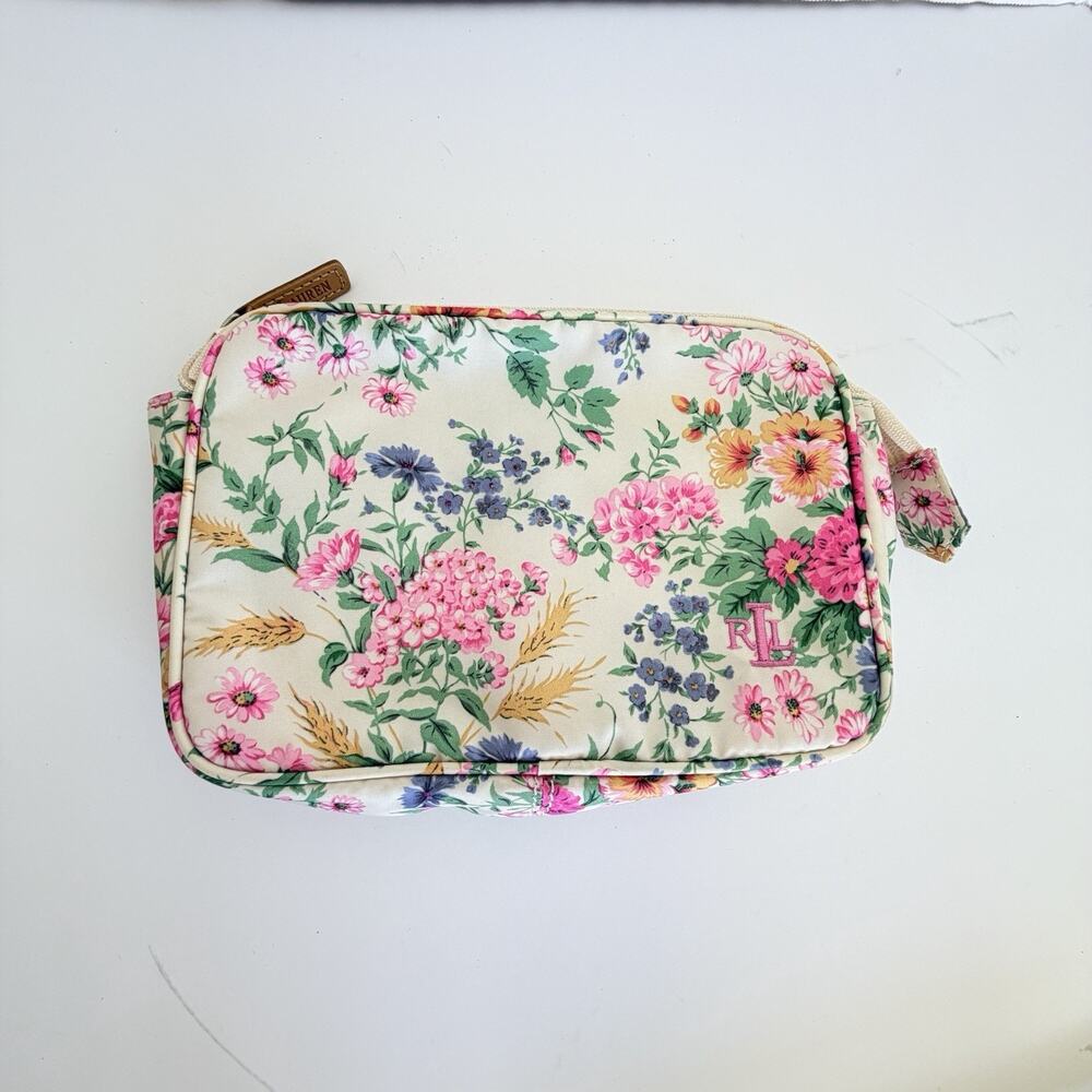 Lauren Ralph Lauren Cosmetic Bag Small Pink Floral Toiletries Vanity Case